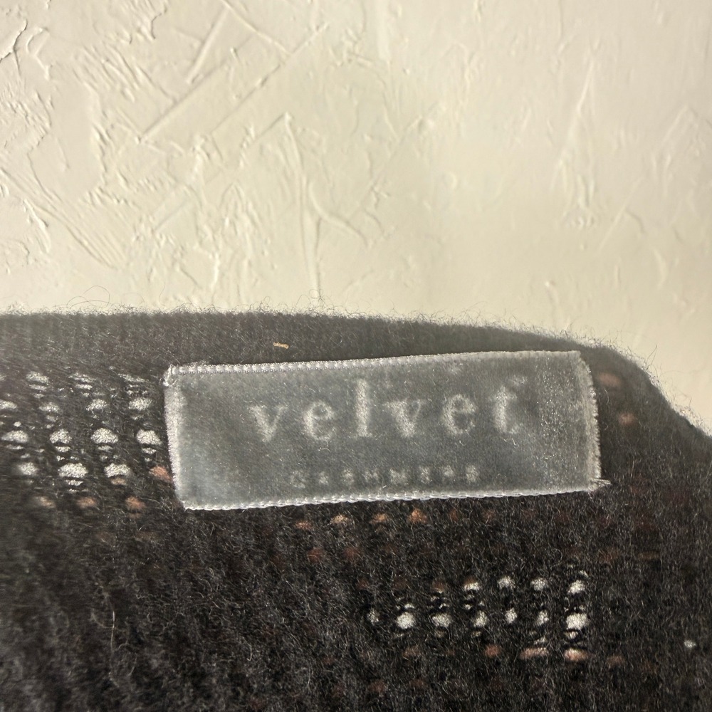 Velvet Graham Spencer Women's Sweater P Cashmere V-neck L/S Open Knit Z3-7 - Picture 6 of 7